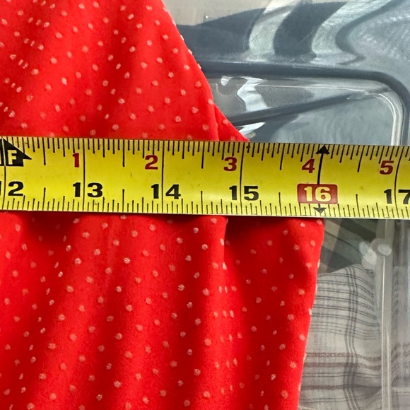 Anthropologie Sachin + Babi Coral/Orange-Red Ruffle Pindot Dress size 6 - Picture 14 of 15